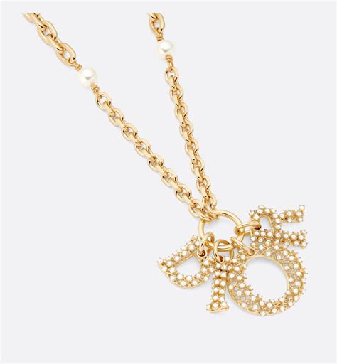 Collier Lady Dior Métal finition dorée, perles en résine 